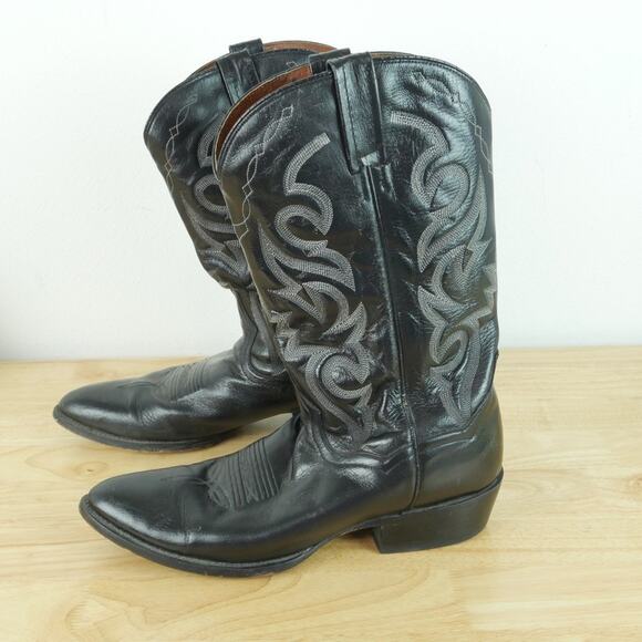 Dan Post Western Boots Black Leather Men’s 11 D Mexico Cowboy Embroidered main image 12